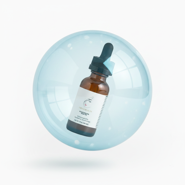Scalp Health Hair Oil en burbuja azul celeste